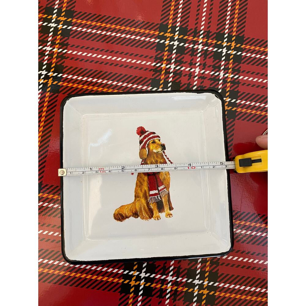 Creative Co-Op Mary Lake Thompson Christmas Retriever 5” Square Metal Plate CUTE - Picture 5 of 5